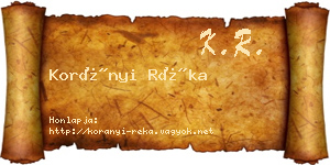 Korányi Réka névjegykártya